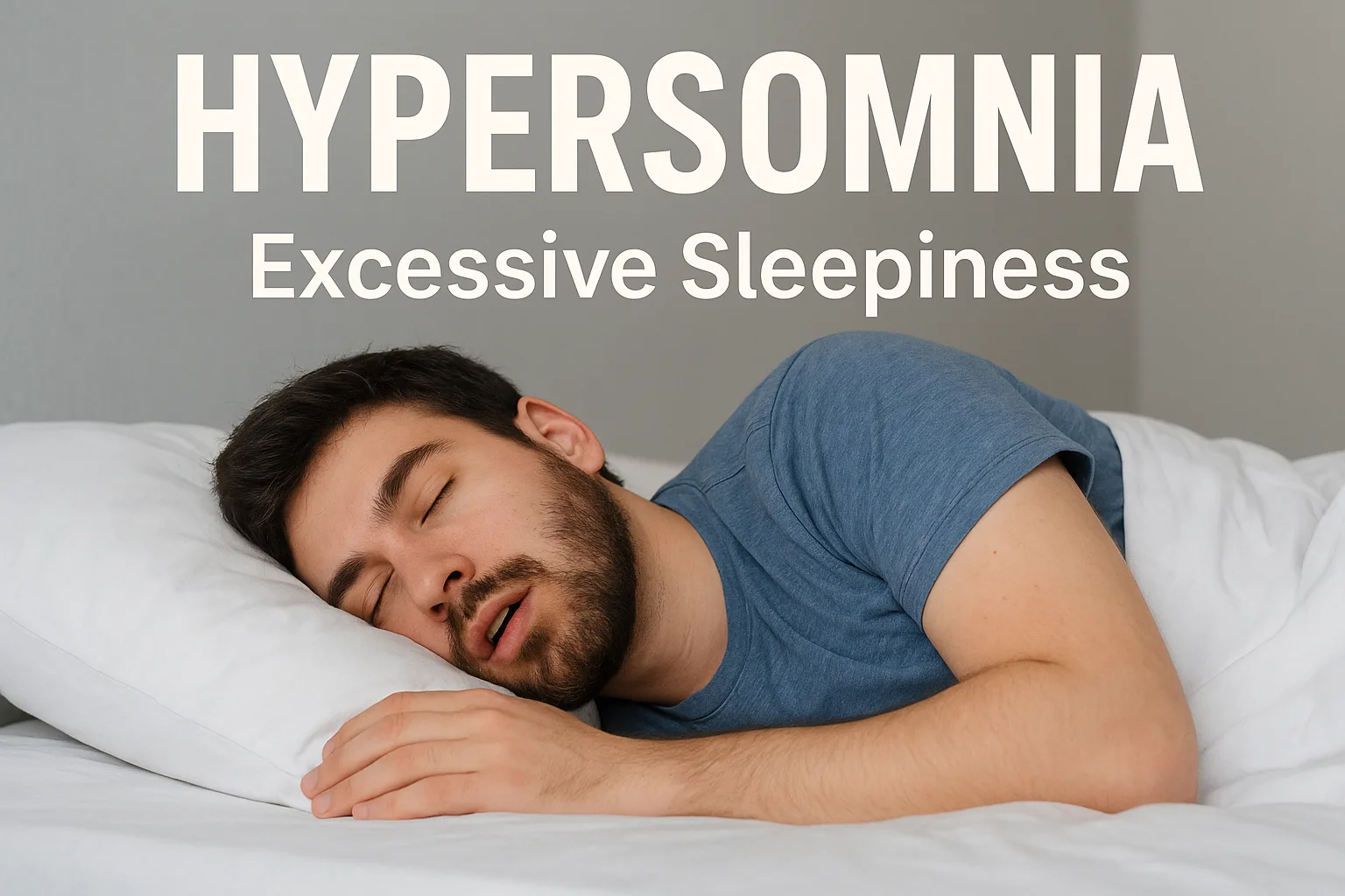 과다수면증으로 인해 깊이 잠든 남성의 모습, 과도한 졸림증을 상징하는 이미지
