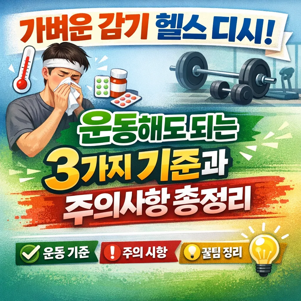 가벼운 감기 헬스 디시 | 운동해도 되는 3가지 기준과 주의사항 총정리