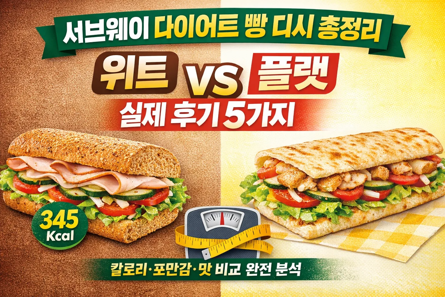 서브웨이 다이어트 빵 디시 총정리 | 위트vs플랫 실제 후기 5가지