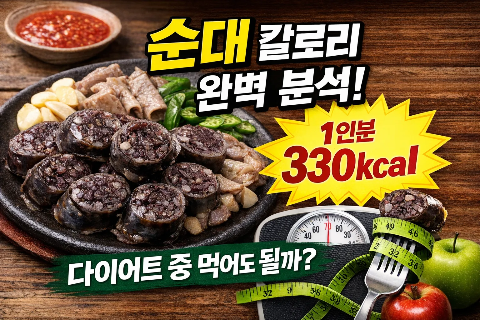 순대 칼로리 완벽 분석 | 1인분 330kcal, 다이어트 중 먹어도 될까?
