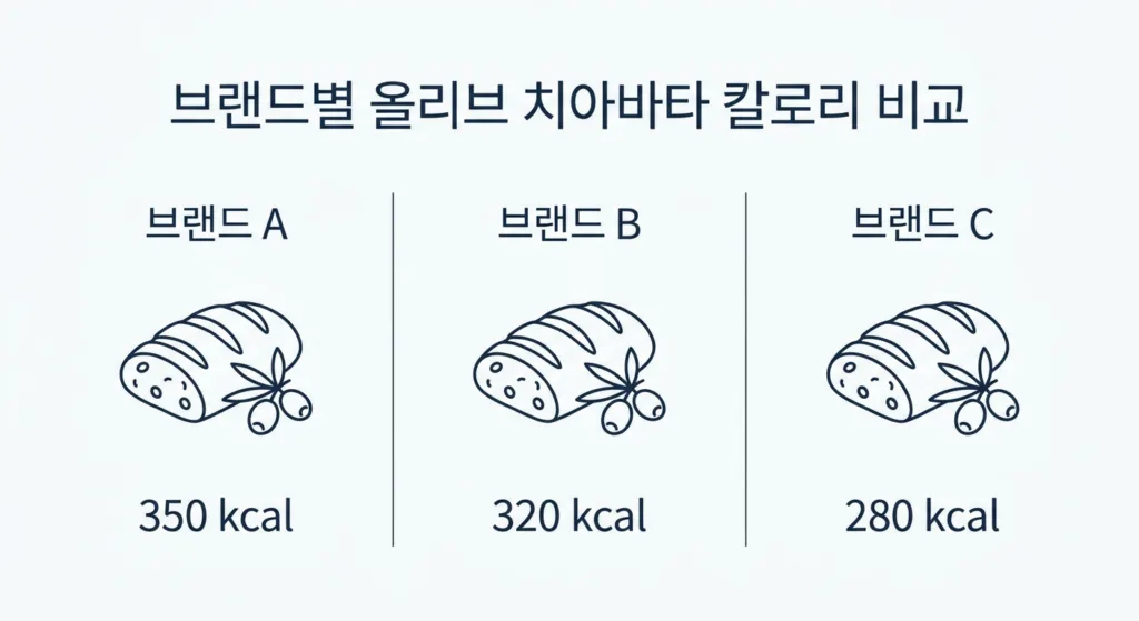 브랜드별 올리브 치아바타 칼로리 비교 표
