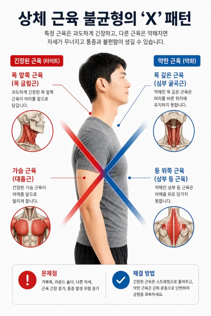 우리 몸의 근육이 'X자'로 꼬였어요!