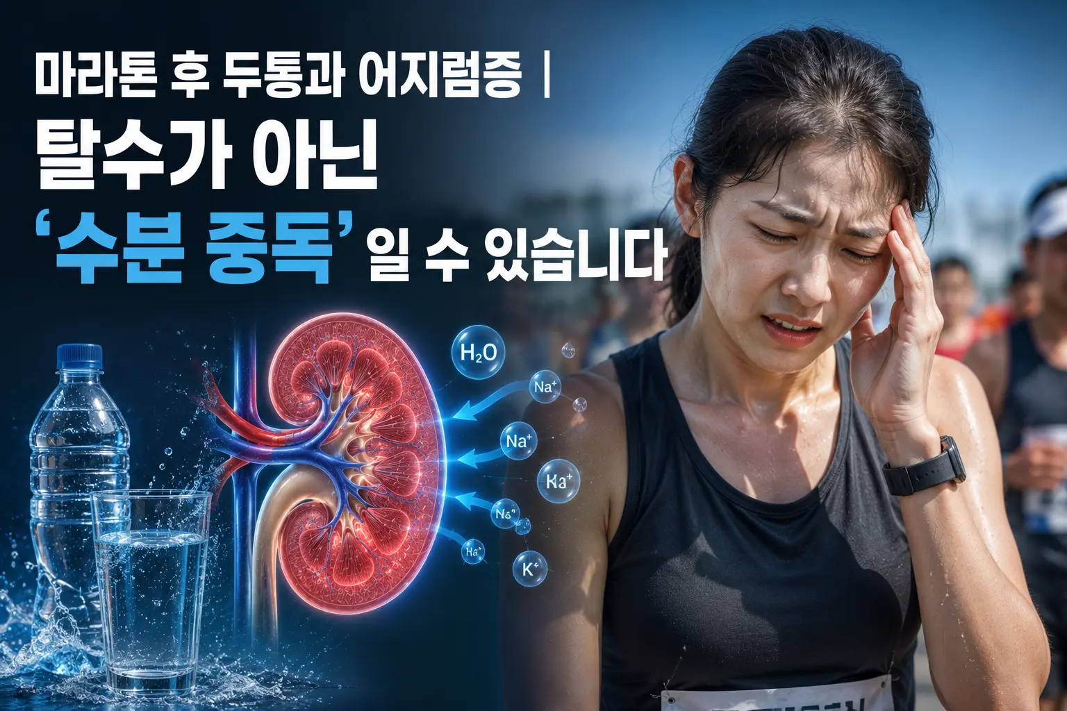 마라톤 후 두통과 어지럼증 | 탈수가 아닌 '수분 중독'일 수 있습니다